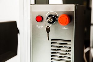 An integrated key switch and interlock relay is included for safety on the production floor.