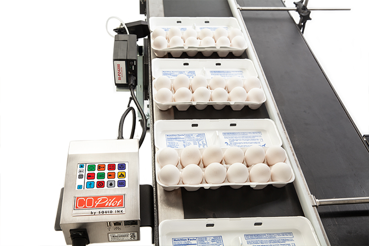 The Squid Ink CoPilot Flex hi-resolution industrial inkjet printer allows for parallel conveyor mounting to maximize available aisle space