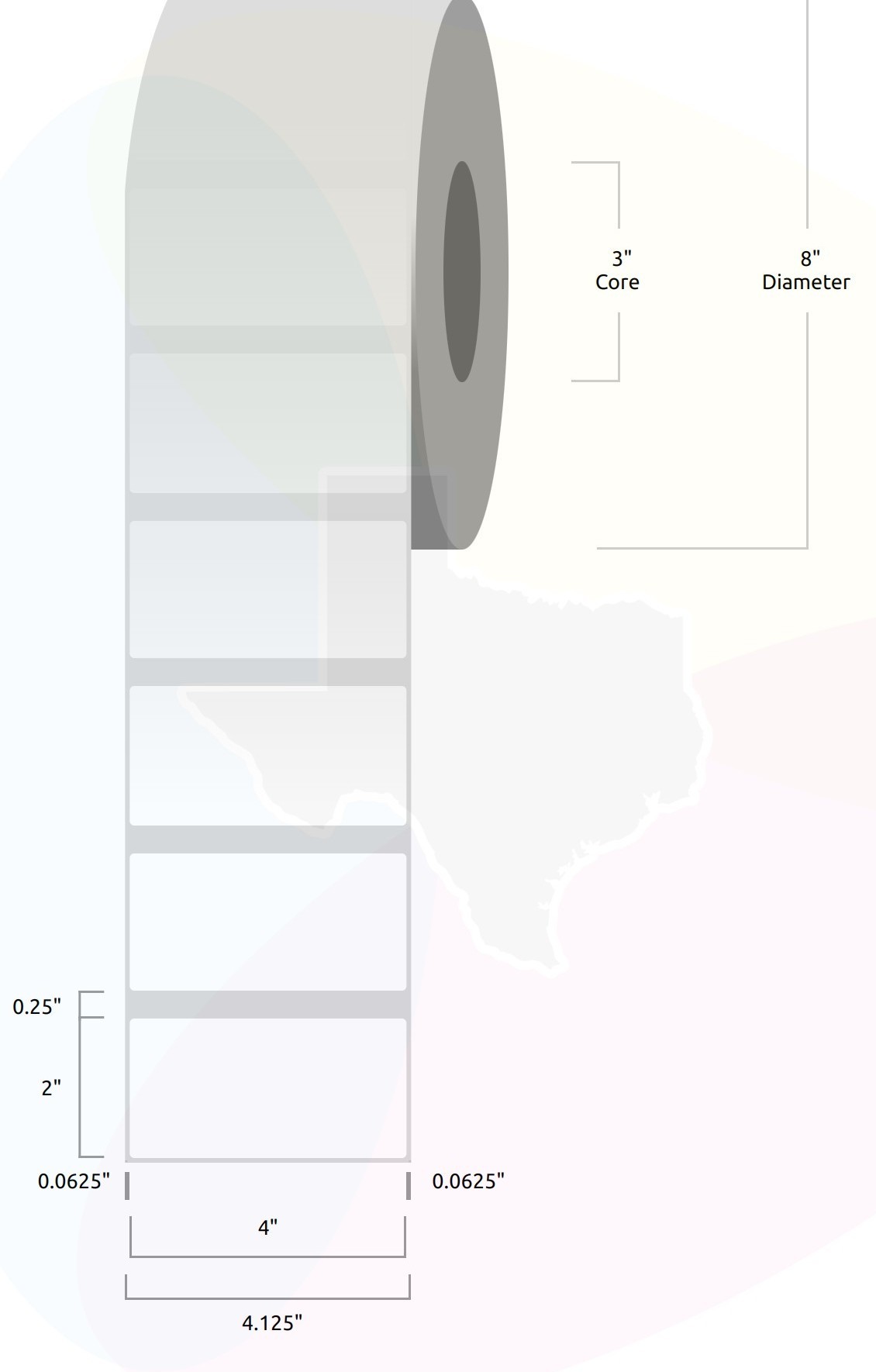 Item #4X2CTTP8 4"x 2" - Coated thermal transfer labels, 8" rolls, 2 rolls per carton